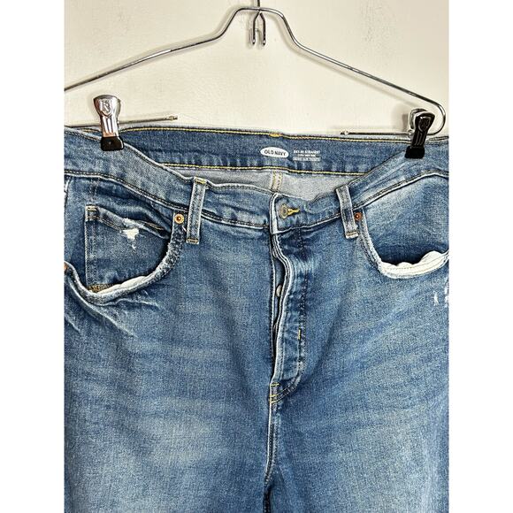Old Navy Sky hi straight denim jeans distressed sz 14 womens raw hem - Picture 4 of 4
